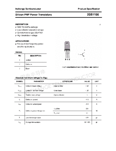 Inchange Semiconductor 2sb1186  . Electronic Components Datasheets Active components Transistors Inchange Semiconductor 2sb1186.pdf