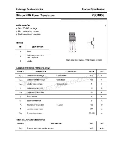 Inchange Semiconductor 2sc4058  . Electronic Components Datasheets Active components Transistors Inchange Semiconductor 2sc4058.pdf