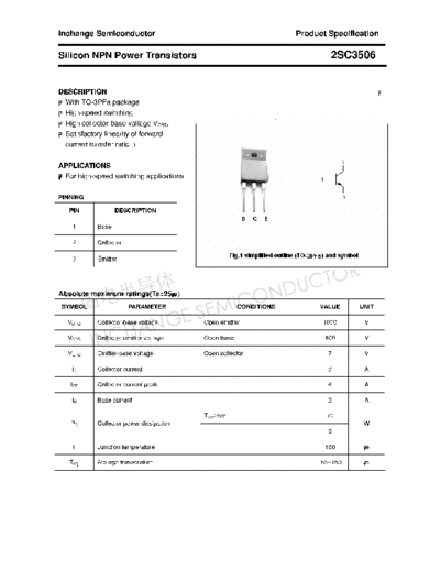 Inchange Semiconductor 2sc3506  . Electronic Components Datasheets Active components Transistors Inchange Semiconductor 2sc3506.pdf