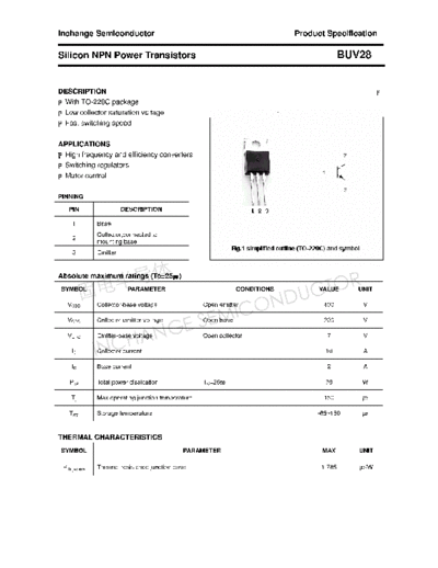 Inchange Semiconductor buv28  . Electronic Components Datasheets Active components Transistors Inchange Semiconductor buv28.pdf