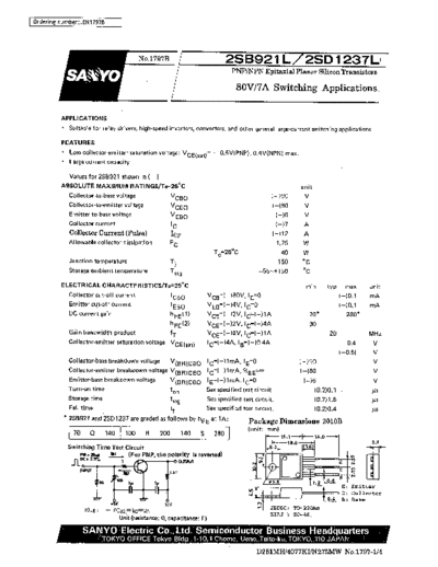 Sanyo 2sd1237  . Electronic Components Datasheets Active components Transistors Sanyo 2sd1237.pdf