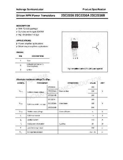 Inchange Semiconductor 2sc2238 2sc2238a 2sc2238b  . Electronic Components Datasheets Active components Transistors Inchange Semiconductor 2sc2238_2sc2238a_2sc2238b.pdf