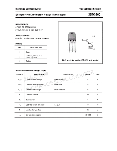 Inchange Semiconductor 2sd2560  . Electronic Components Datasheets Active components Transistors Inchange Semiconductor 2sd2560.pdf