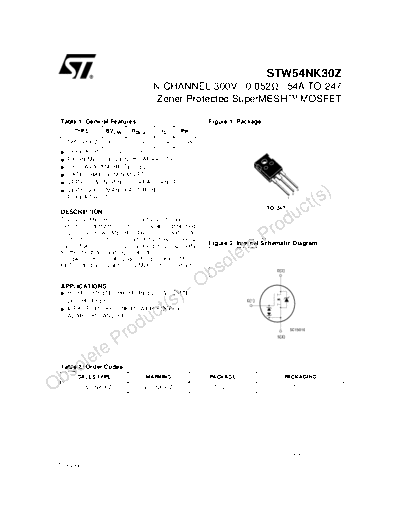 ST stw54nk30z  . Electronic Components Datasheets Active components Transistors ST stw54nk30z.pdf