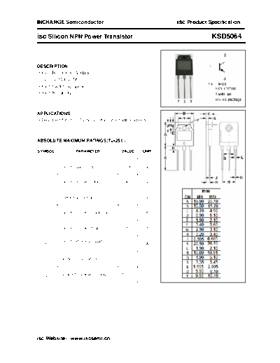 Inchange Semiconductor ksd5064  . Electronic Components Datasheets Active components Transistors Inchange Semiconductor ksd5064.pdf