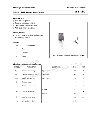 Inchange Semiconductor 2sb1133  . Electronic Components Datasheets Active components Transistors Inchange Semiconductor 2sb1133.pdf