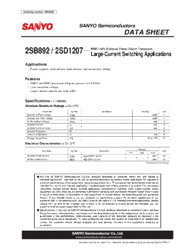 Sanyo 2sd1207  . Electronic Components Datasheets Active components Transistors Sanyo 2sd1207.pdf