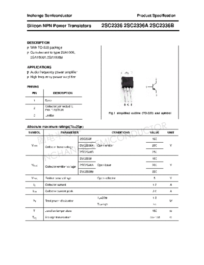 Inchange Semiconductor 2sc2336 2sc2336a 2sc2336b  . Electronic Components Datasheets Active components Transistors Inchange Semiconductor 2sc2336_2sc2336a_2sc2336b.pdf
