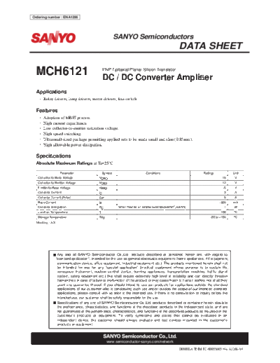 Sanyo mch6121  . Electronic Components Datasheets Active components Transistors Sanyo mch6121.pdf