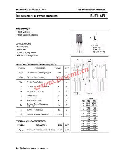 Inchange Semiconductor but11afi  . Electronic Components Datasheets Active components Transistors Inchange Semiconductor but11afi.pdf