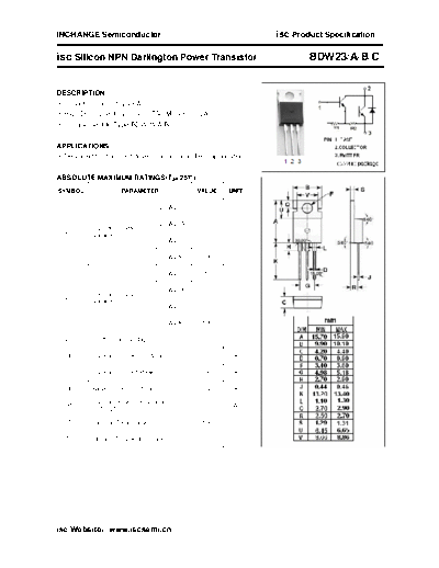 Inchange Semiconductor bdw23-a-b-c  . Electronic Components Datasheets Active components Transistors Inchange Semiconductor bdw23-a-b-c.pdf