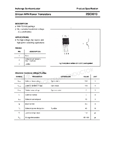 Inchange Semiconductor 2sc2613  . Electronic Components Datasheets Active components Transistors Inchange Semiconductor 2sc2613.pdf
