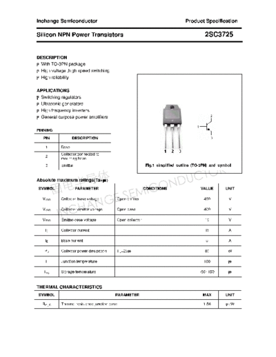 Inchange Semiconductor 2sc3725  . Electronic Components Datasheets Active components Transistors Inchange Semiconductor 2sc3725.pdf
