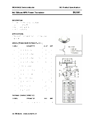 Inchange Semiconductor bux41  . Electronic Components Datasheets Active components Transistors Inchange Semiconductor bux41.pdf