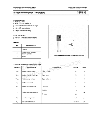 Inchange Semiconductor 2sd826  . Electronic Components Datasheets Active components Transistors Inchange Semiconductor 2sd826.pdf