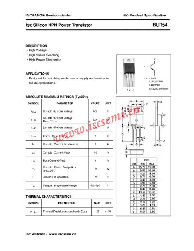 Inchange Semiconductor but54  . Electronic Components Datasheets Active components Transistors Inchange Semiconductor but54.pdf