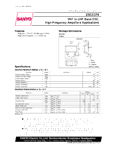 Sanyo 2sc5374  . Electronic Components Datasheets Active components Transistors Sanyo 2sc5374.pdf