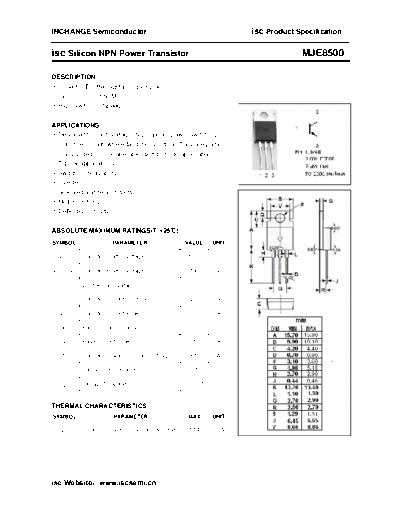 Inchange Semiconductor mje8500  . Electronic Components Datasheets Active components Transistors Inchange Semiconductor mje8500.pdf