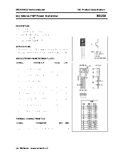 Inchange Semiconductor bd238  . Electronic Components Datasheets Active components Transistors Inchange Semiconductor bd238.pdf