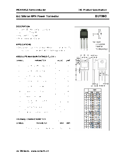 Inchange Semiconductor bu706d  . Electronic Components Datasheets Active components Transistors Inchange Semiconductor bu706d.pdf