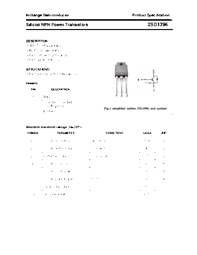 Inchange Semiconductor 2sd1396  . Electronic Components Datasheets Active components Transistors Inchange Semiconductor 2sd1396.pdf
