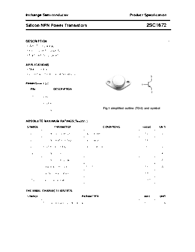 Inchange Semiconductor 2sc1672  . Electronic Components Datasheets Active components Transistors Inchange Semiconductor 2sc1672.pdf