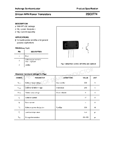 Inchange Semiconductor 2sc2774  . Electronic Components Datasheets Active components Transistors Inchange Semiconductor 2sc2774.pdf