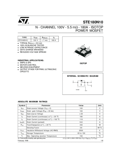 ST e180n10  . Electronic Components Datasheets Active components Transistors ST ste180n10.pdf