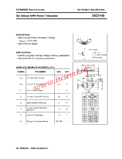 Inchange Semiconductor 2sc2140  . Electronic Components Datasheets Active components Transistors Inchange Semiconductor 2sc2140.pdf