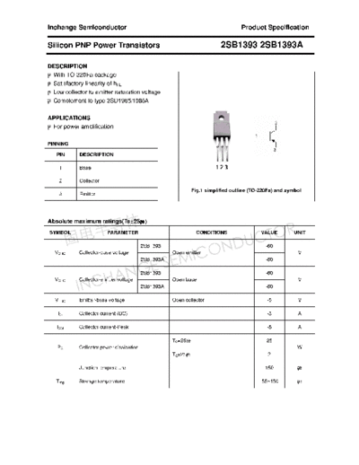 Inchange Semiconductor 2sb1393 2sb1393a  . Electronic Components Datasheets Active components Transistors Inchange Semiconductor 2sb1393_2sb1393a.pdf