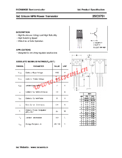Inchange Semiconductor 2sc3751  . Electronic Components Datasheets Active components Transistors Inchange Semiconductor 2sc3751.pdf