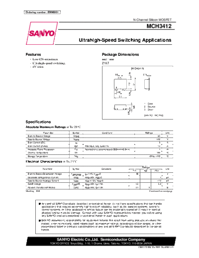 Sanyo mch3412  . Electronic Components Datasheets Active components Transistors Sanyo mch3412.pdf