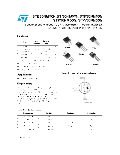 ST b30nm50n  i30nm50n  f30nm50n  p30nm50n  w30nm50n  . Electronic Components Datasheets Active components Transistors ST stb30nm50n_sti30nm50n_stf30nm50n_stp30nm50n_stw30nm50n.pdf