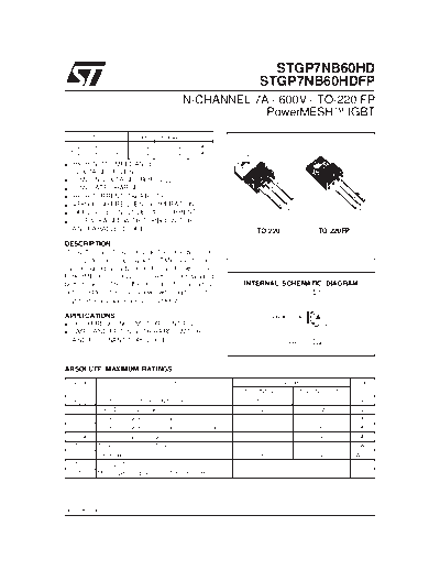ST stgp7nb60hf  . Electronic Components Datasheets Active components Transistors ST stgp7nb60hf.pdf