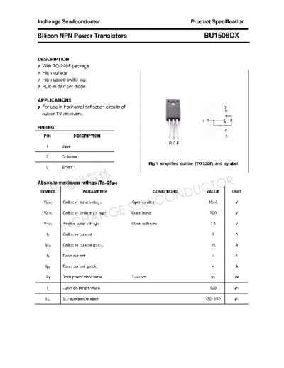 Inchange Semiconductor bu1508dx  . Electronic Components Datasheets Active components Transistors Inchange Semiconductor bu1508dx.pdf
