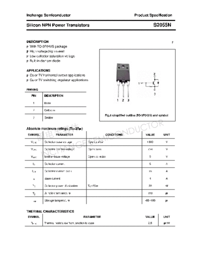 Inchange Semiconductor s2055n  . Electronic Components Datasheets Active components Transistors Inchange Semiconductor s2055n.pdf