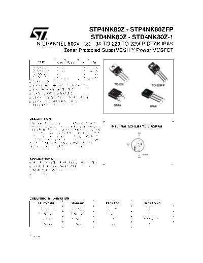 ST stp4nk80z  . Electronic Components Datasheets Active components Transistors ST stp4nk80z.pdf