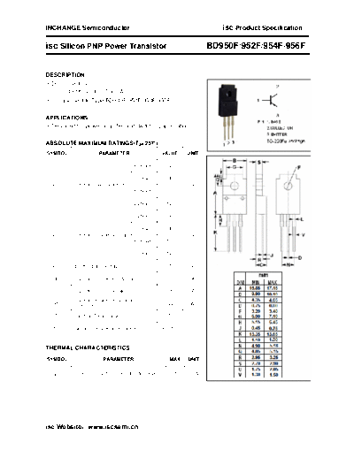 Inchange Semiconductor bd950f 952f 954f 956f  . Electronic Components Datasheets Active components Transistors Inchange Semiconductor bd950f_952f_954f_956f.pdf