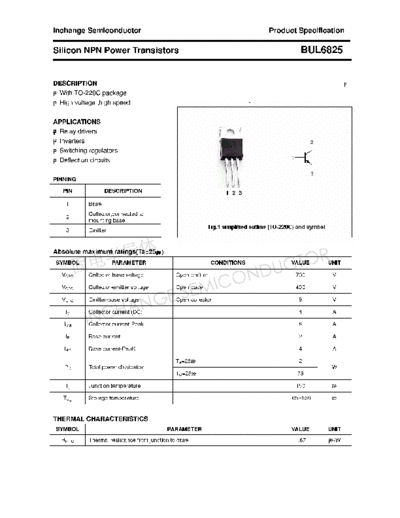 Inchange Semiconductor bul6825  . Electronic Components Datasheets Active components Transistors Inchange Semiconductor bul6825.pdf