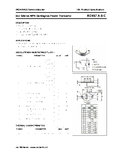 Inchange Semiconductor bdx67 a b c  . Electronic Components Datasheets Active components Transistors Inchange Semiconductor bdx67_a_b_c.pdf