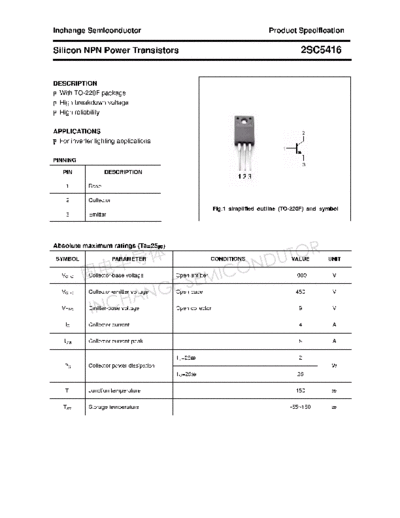 Inchange Semiconductor 2sc5416  . Electronic Components Datasheets Active components Transistors Inchange Semiconductor 2sc5416.pdf