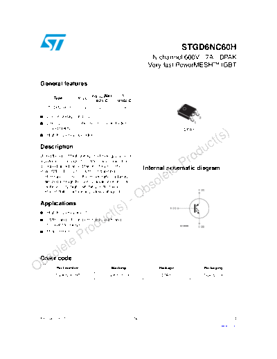 ST stgd6nc60h  . Electronic Components Datasheets Active components Transistors ST stgd6nc60h.pdf