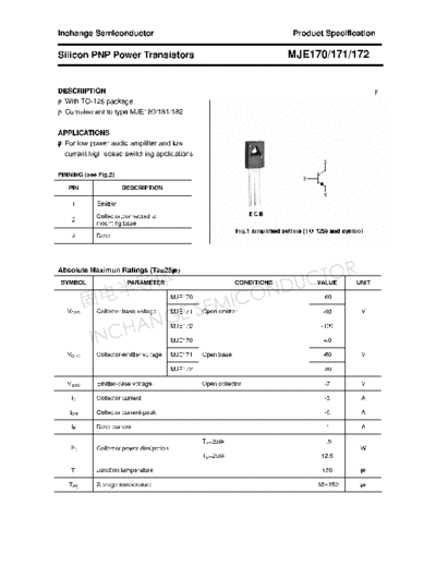 Inchange Semiconductor mje170 171 172  . Electronic Components Datasheets Active components Transistors Inchange Semiconductor mje170_171_172.pdf