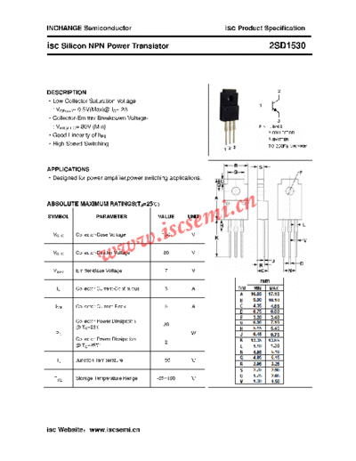 Inchange Semiconductor 2sd1530  . Electronic Components Datasheets Active components Transistors Inchange Semiconductor 2sd1530.pdf