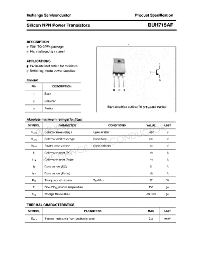 Inchange Semiconductor buh715af  . Electronic Components Datasheets Active components Transistors Inchange Semiconductor buh715af.pdf