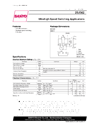 Sanyo 2sj562  . Electronic Components Datasheets Active components Transistors Sanyo 2sj562.pdf