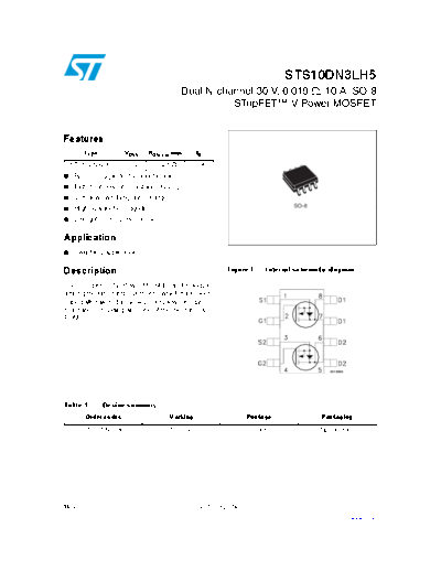 ST sts10dn3lh5  . Electronic Components Datasheets Active components Transistors ST sts10dn3lh5.pdf