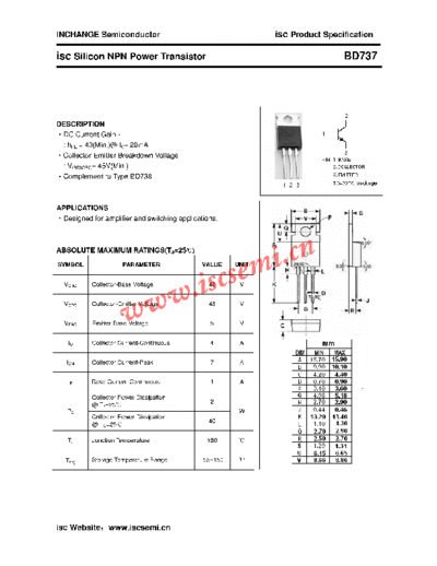 Inchange Semiconductor bd737  . Electronic Components Datasheets Active components Transistors Inchange Semiconductor bd737.pdf