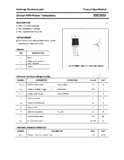 Inchange Semiconductor 2sc2502  . Electronic Components Datasheets Active components Transistors Inchange Semiconductor 2sc2502.pdf