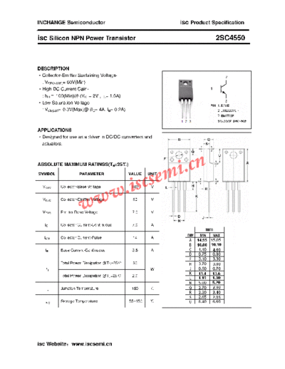 Inchange Semiconductor 2sc4550  . Electronic Components Datasheets Active components Transistors Inchange Semiconductor 2sc4550.pdf